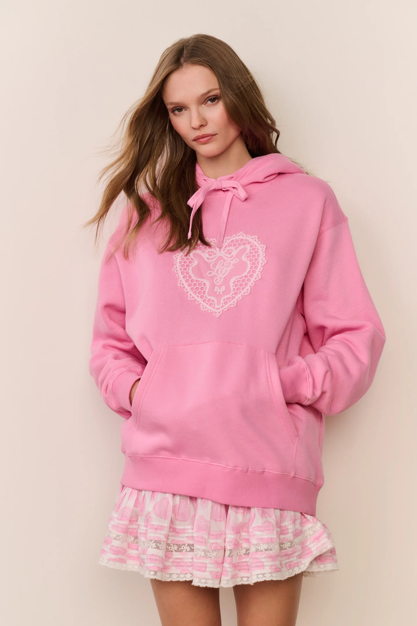 Nacova Heart Doily Fleece Hoodie