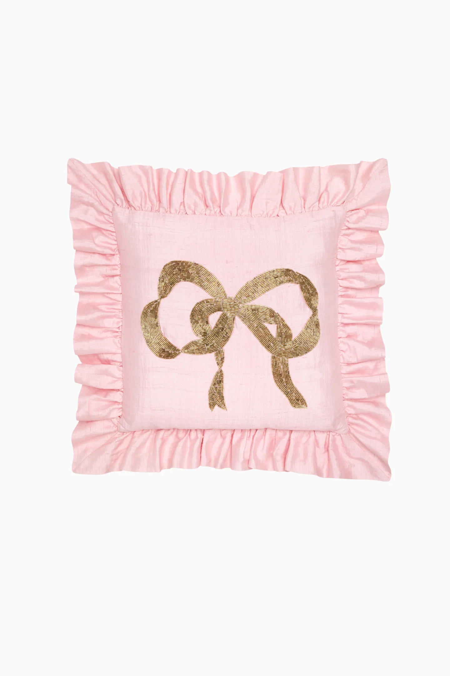 Beaded Silk Ruffle Pillow