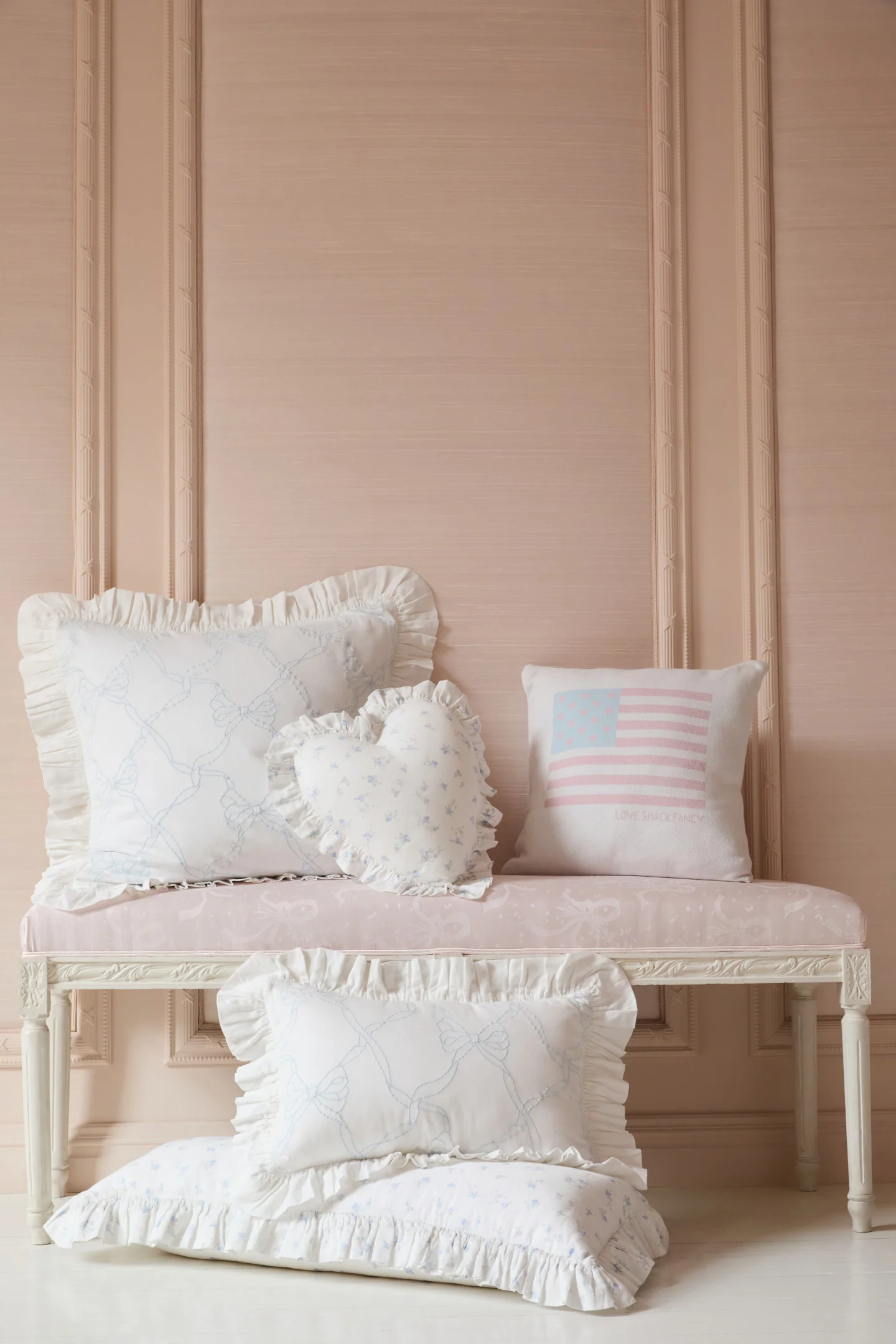 Garden Bow Ruffle Throw Pillow