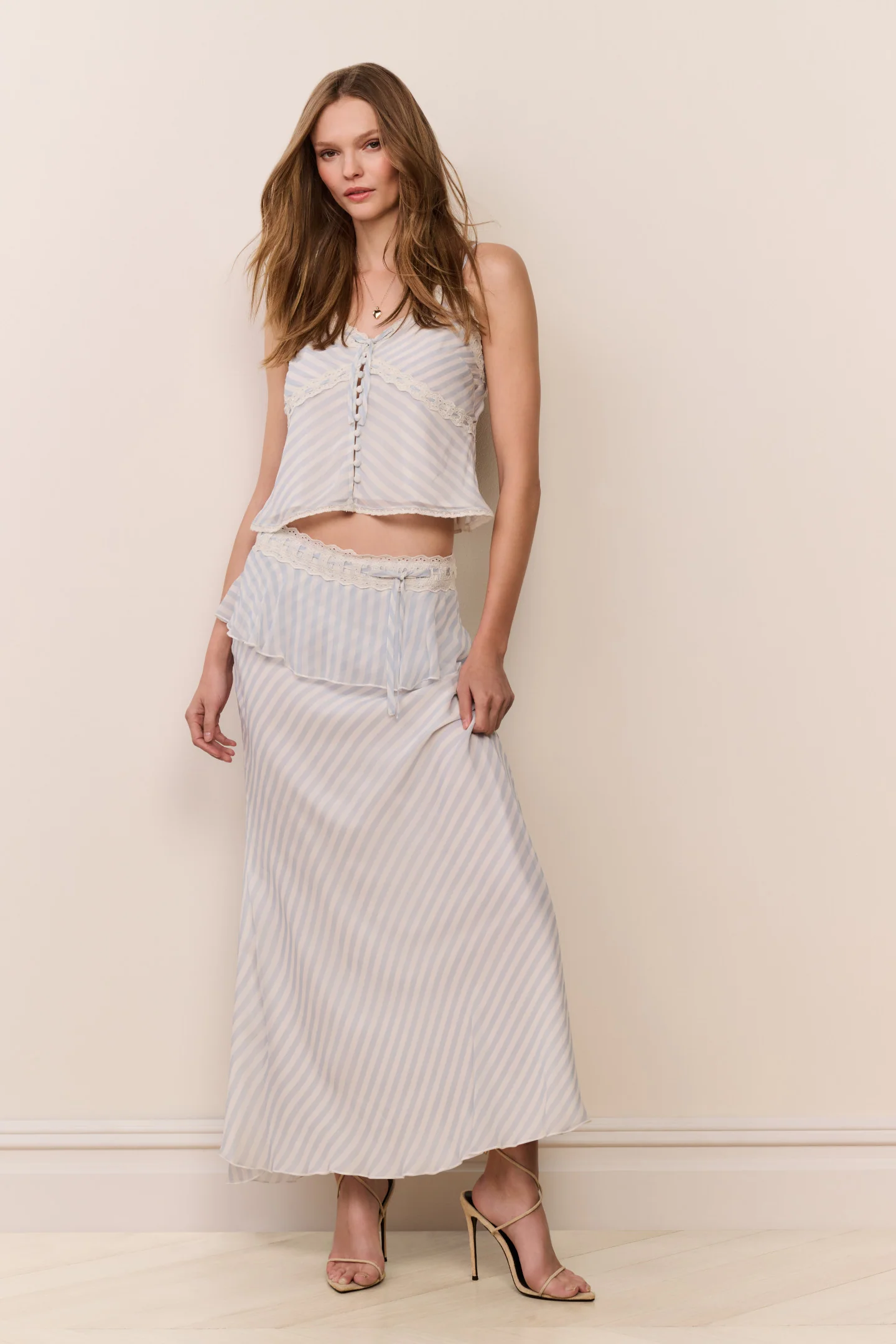 Sylette Chiffon Striped Maxi Skirt