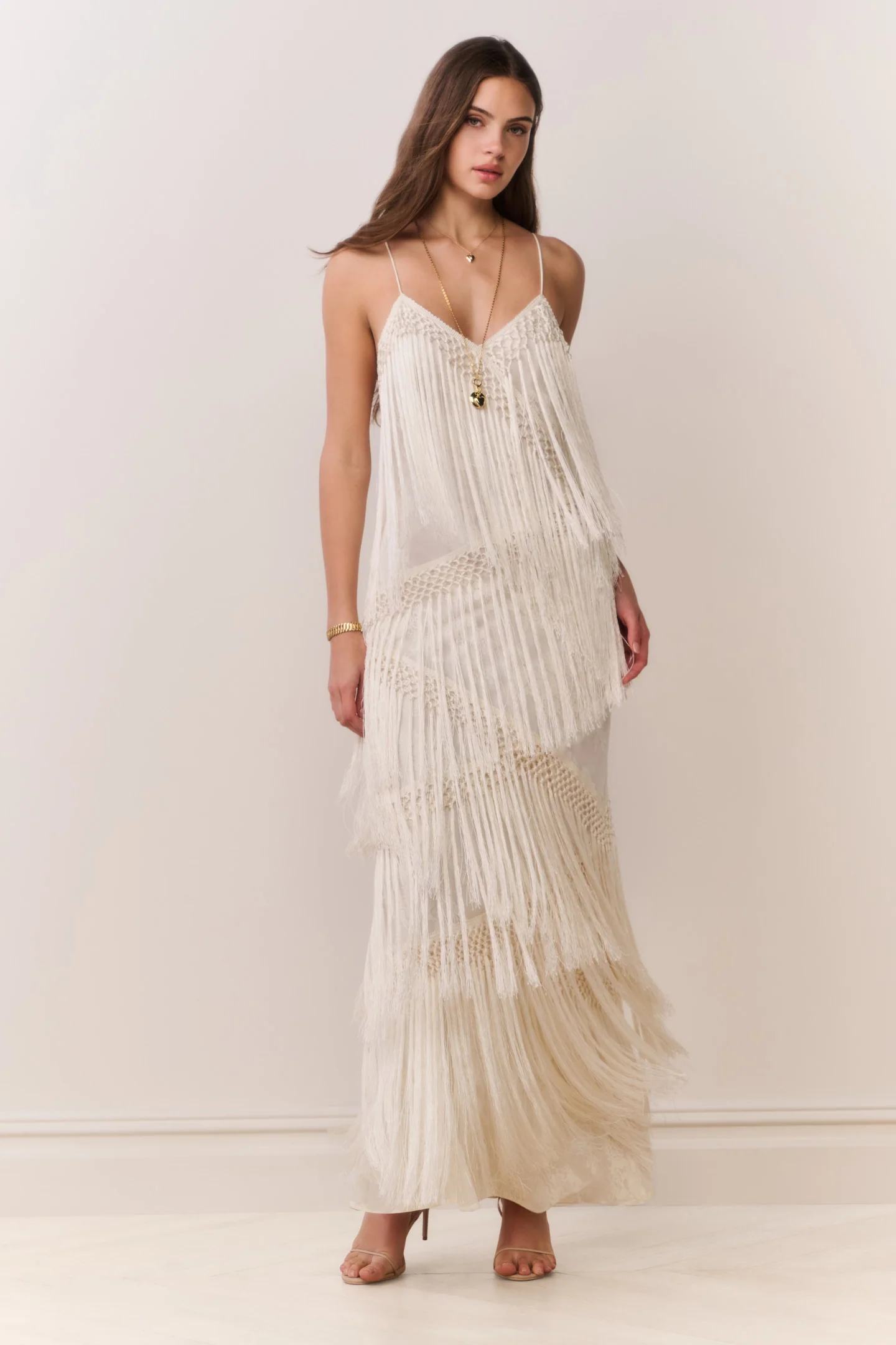 Delphi Fringe Lace Gown