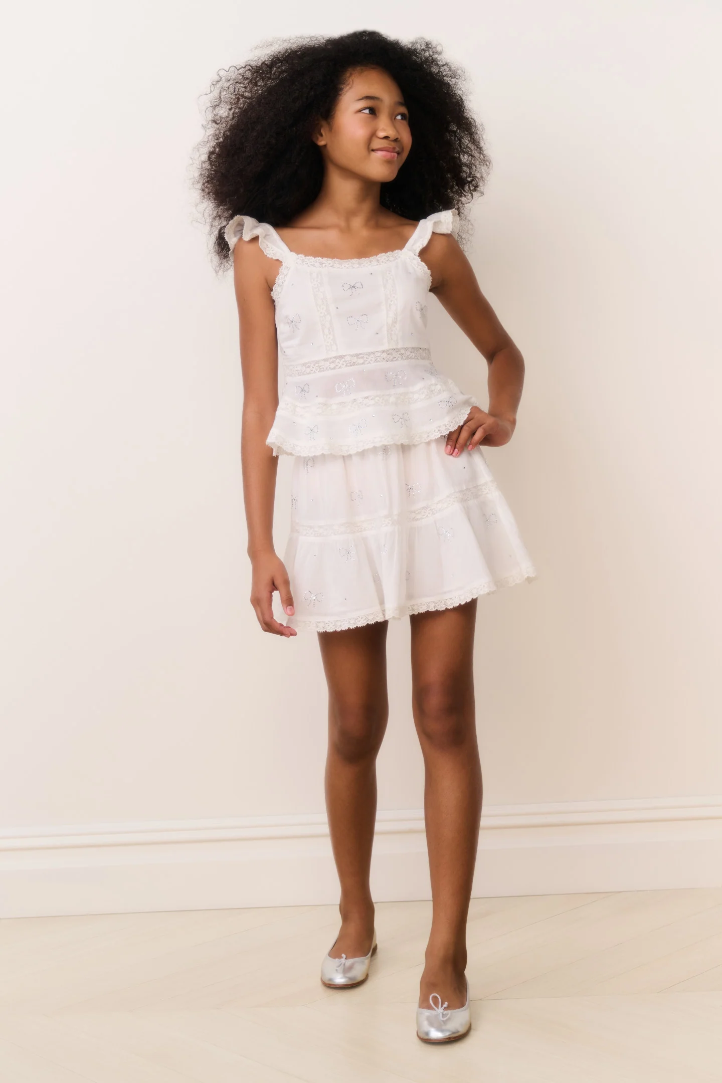 Tween Melsy Crystal Bow Cotton Top