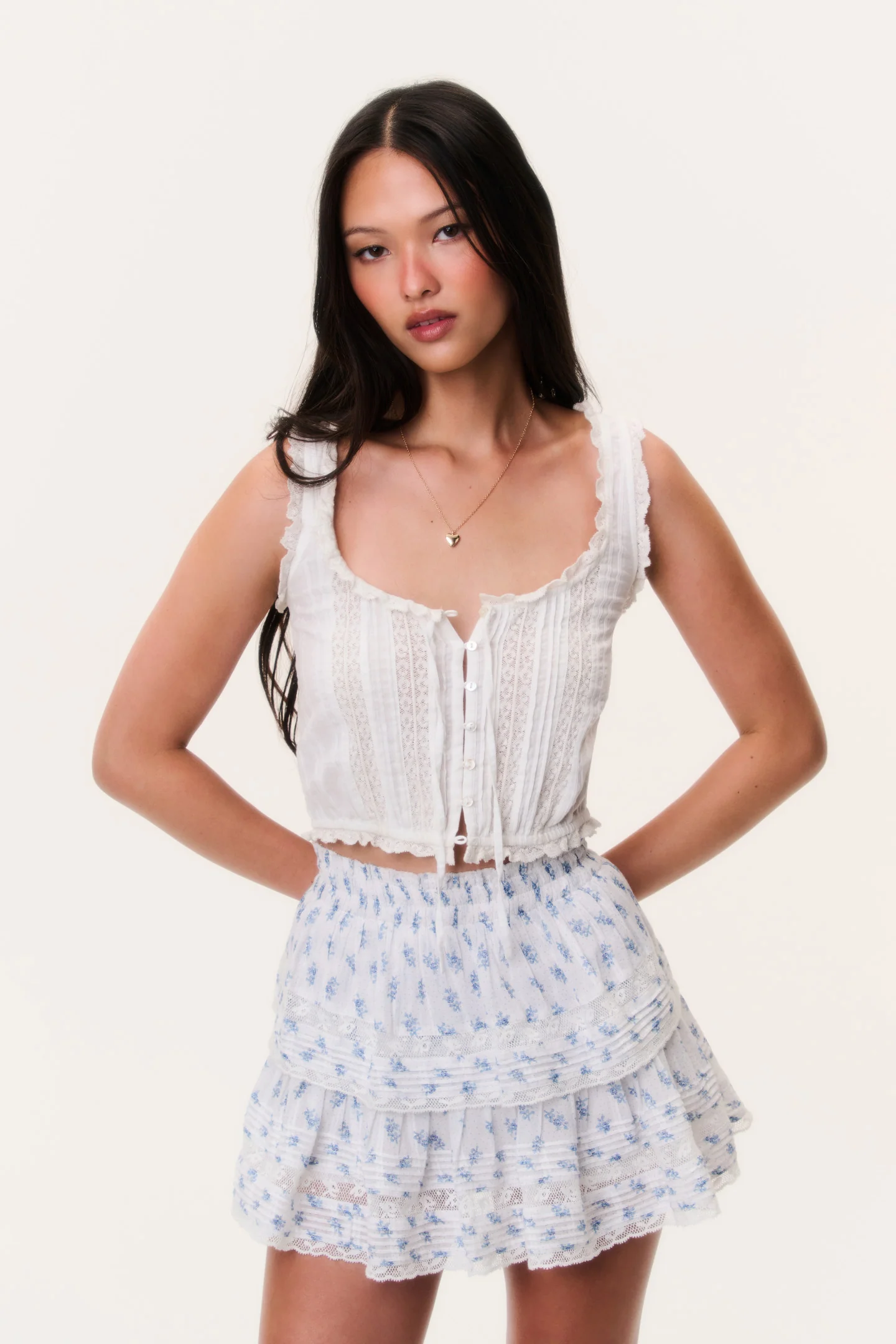 Indigo Cloud Ruffle Mini Skirt