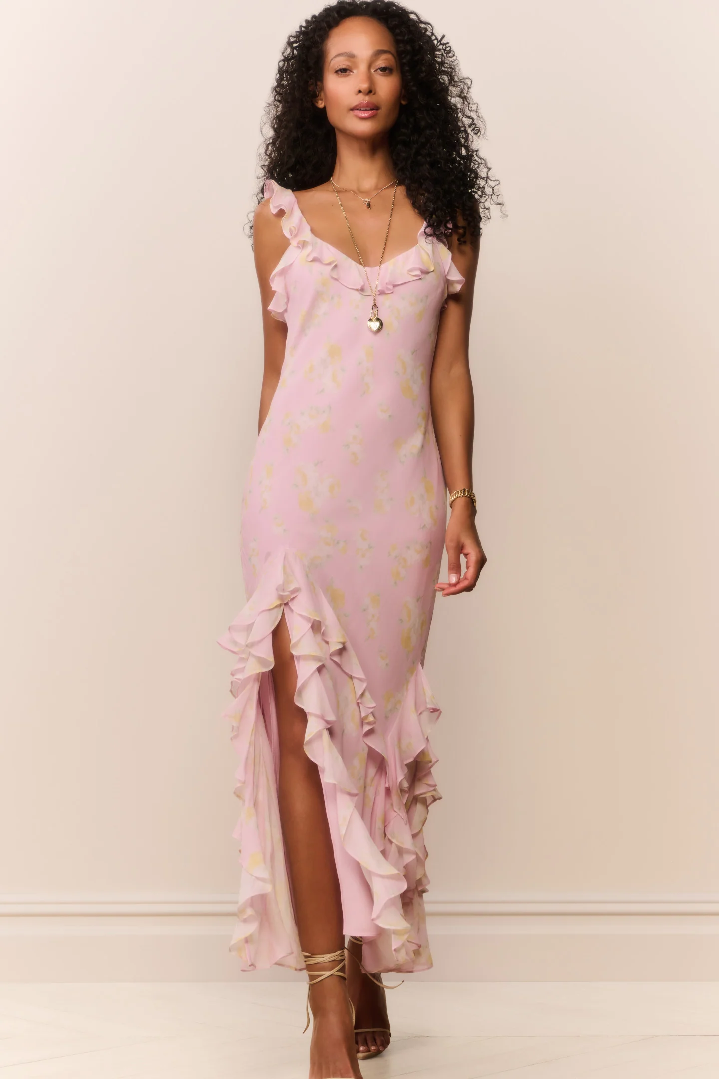 Roseline Floral Chiffon Maxi Dress