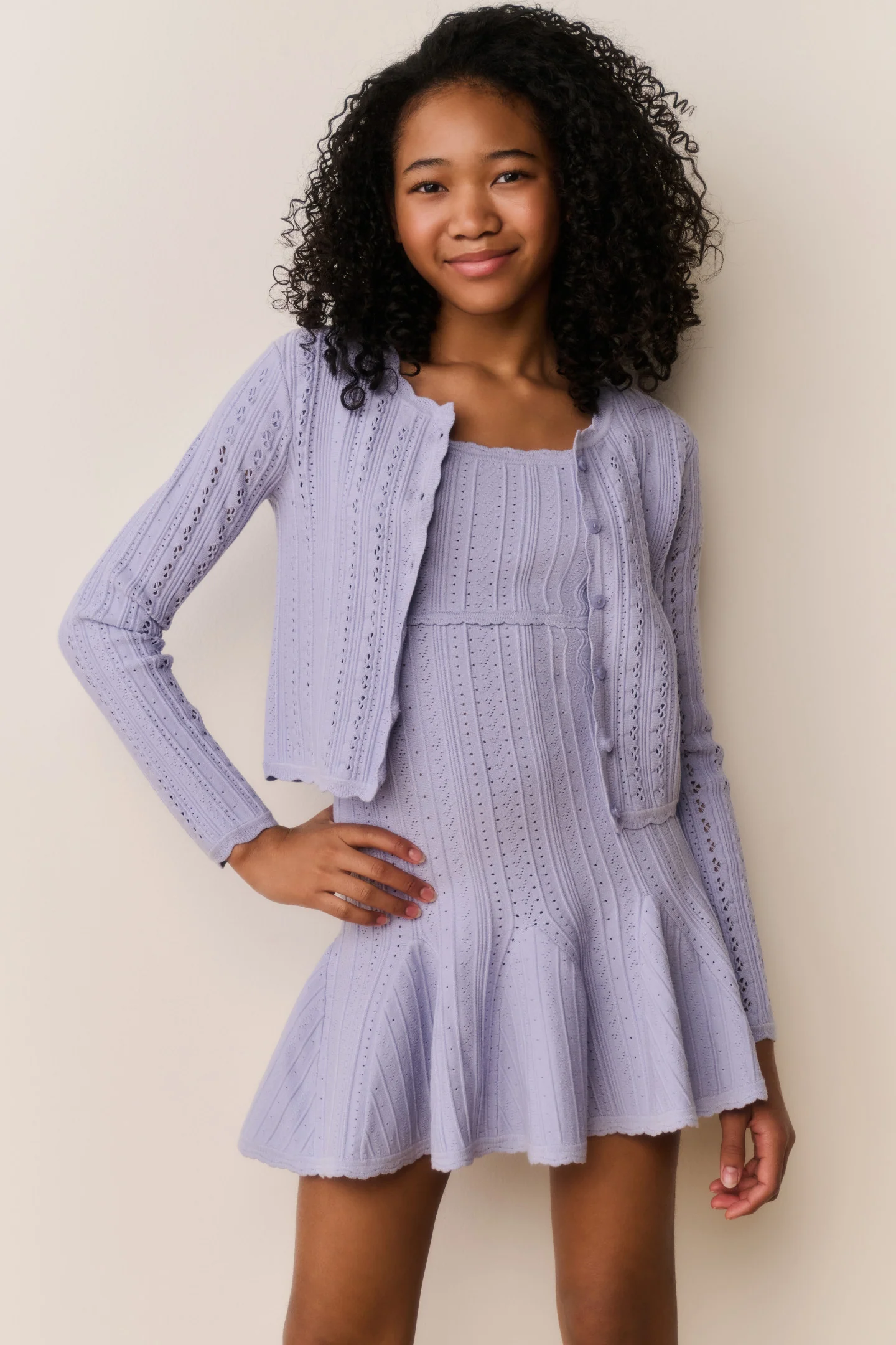 Tween Emlynn Stretch Pointelle Cardigan
