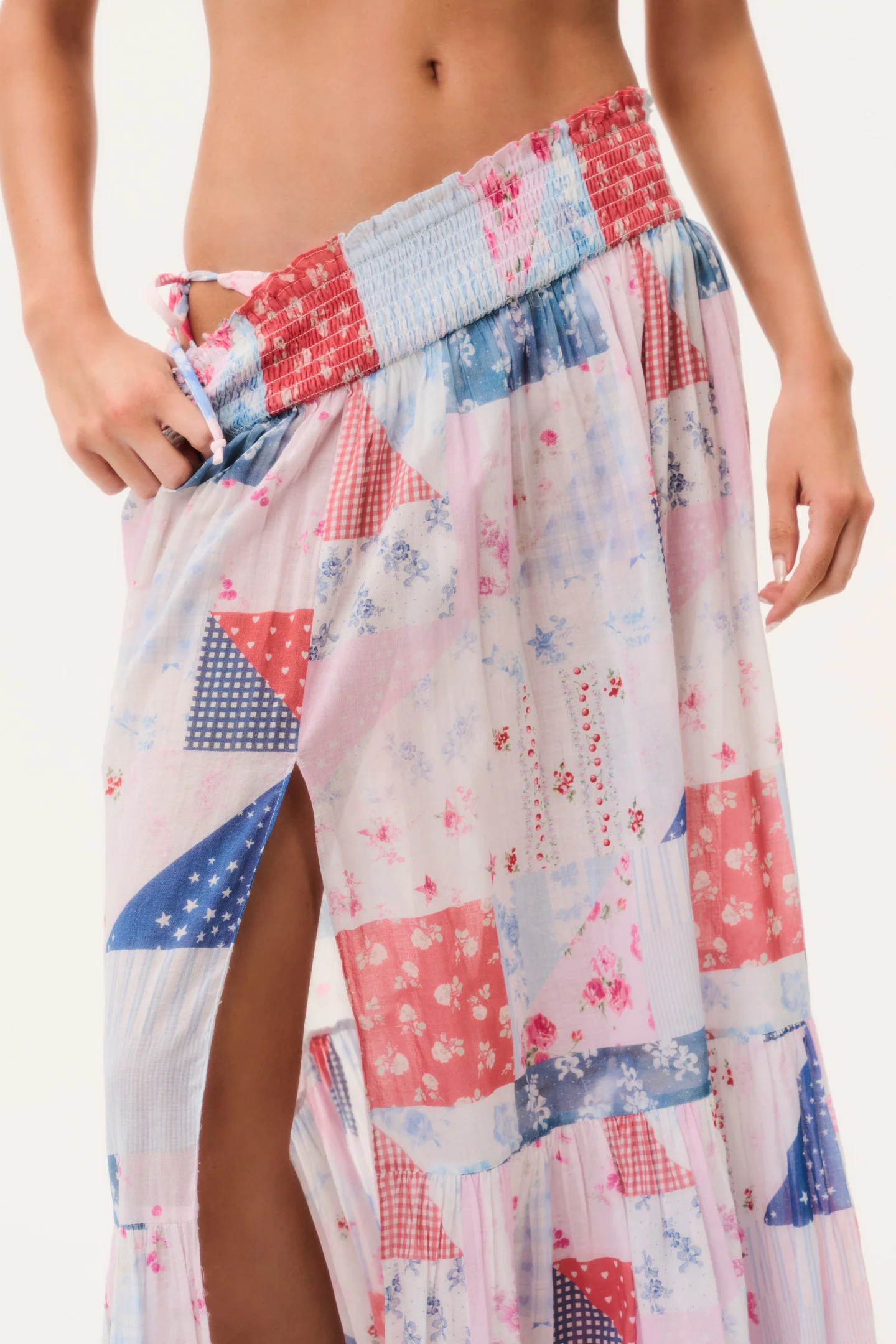Umber Patchwork Print Maxi Skirt