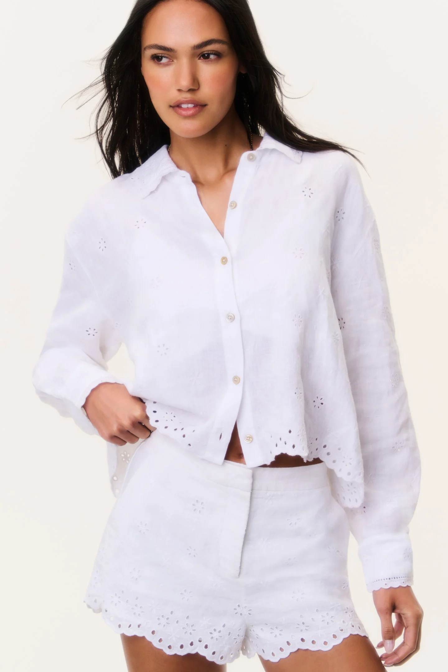 Jodine Eyelet Linen Shorts