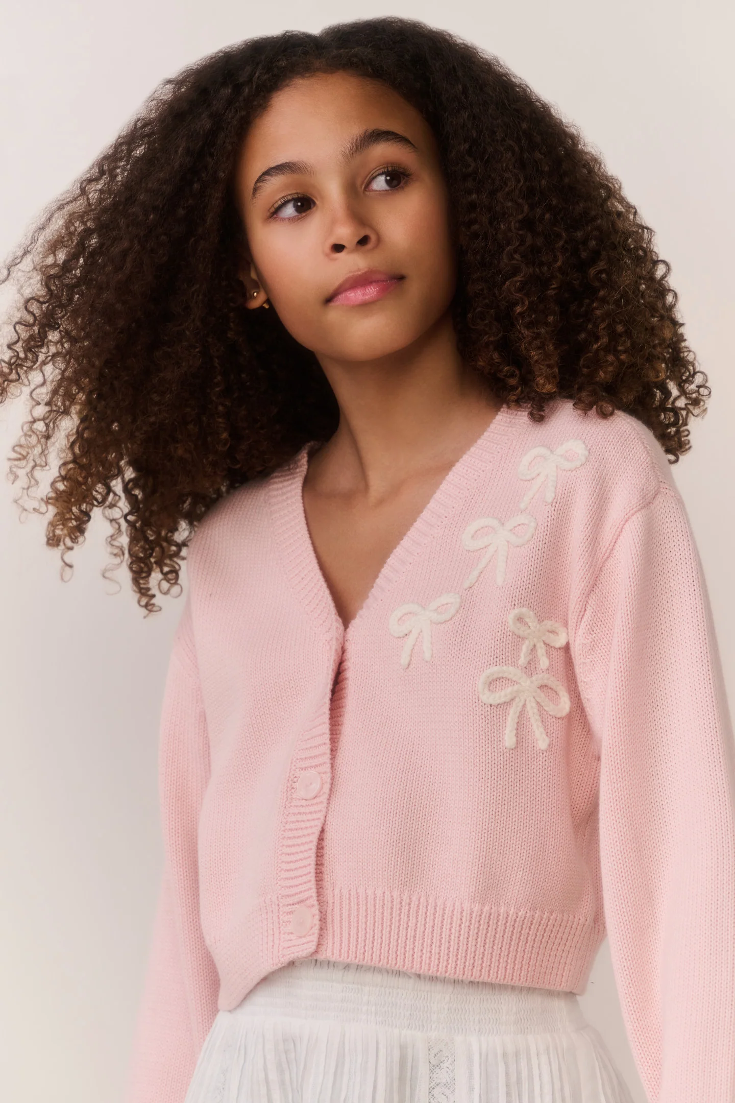 Tween Jayne Bow Embroidered Cardigan