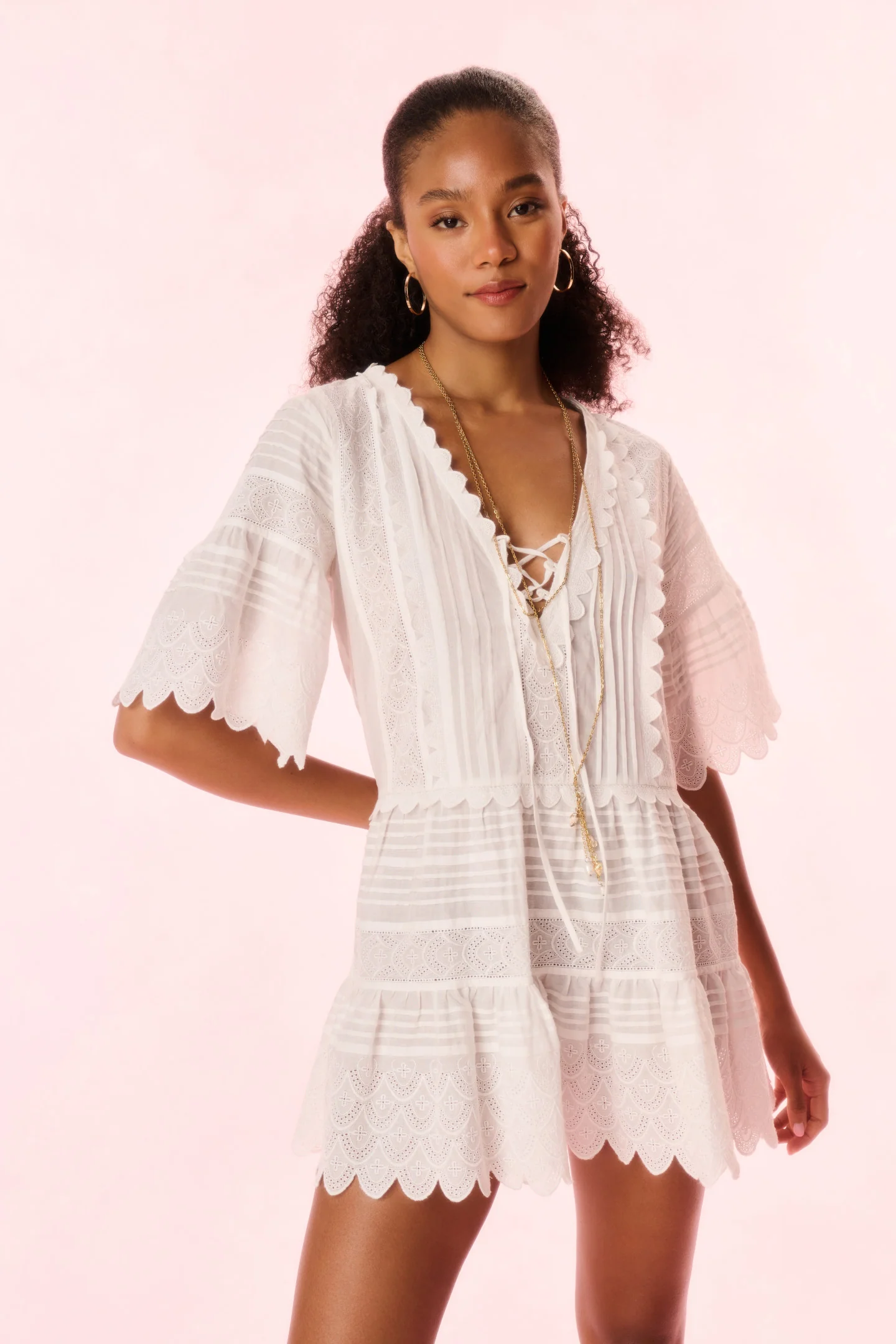 Orcia Cotton Scalloped Mini Dress Orcia Cotton Scalloped Mini Dress