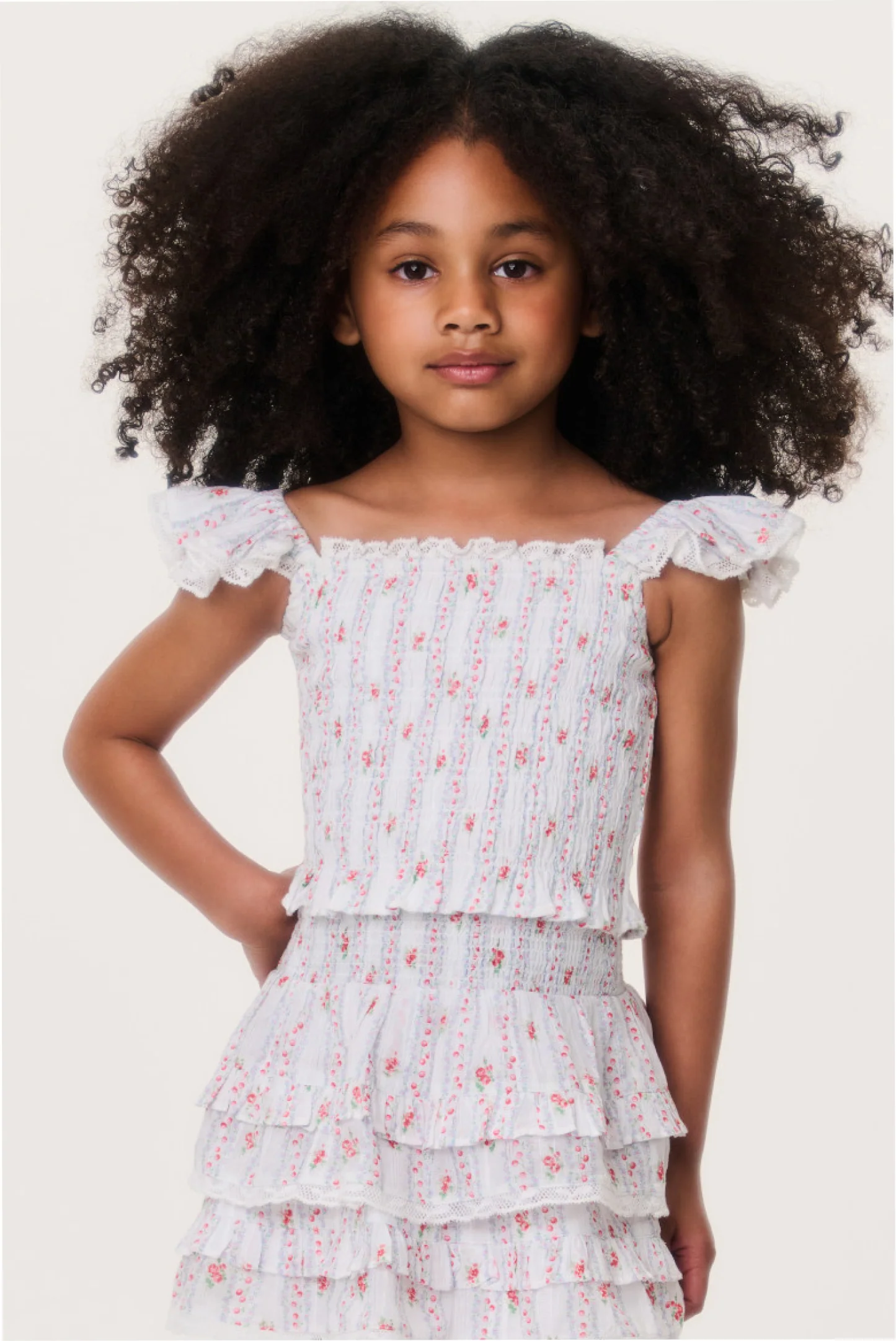 Little Girls Cherry Stripe Caspia Top Little Girls Cherry Stripe Caspia Top