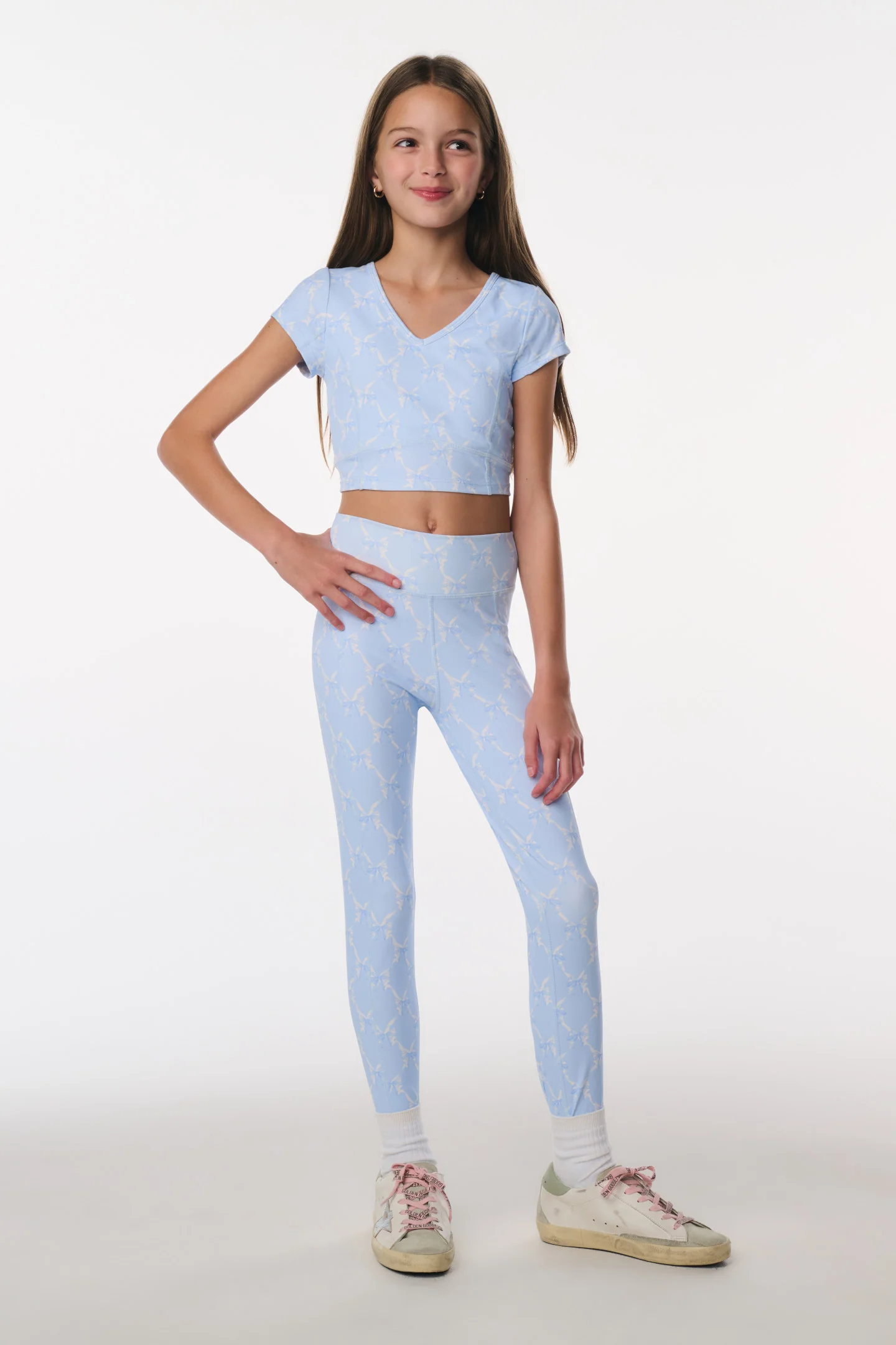Tween Cherrily Bow Print Active Top